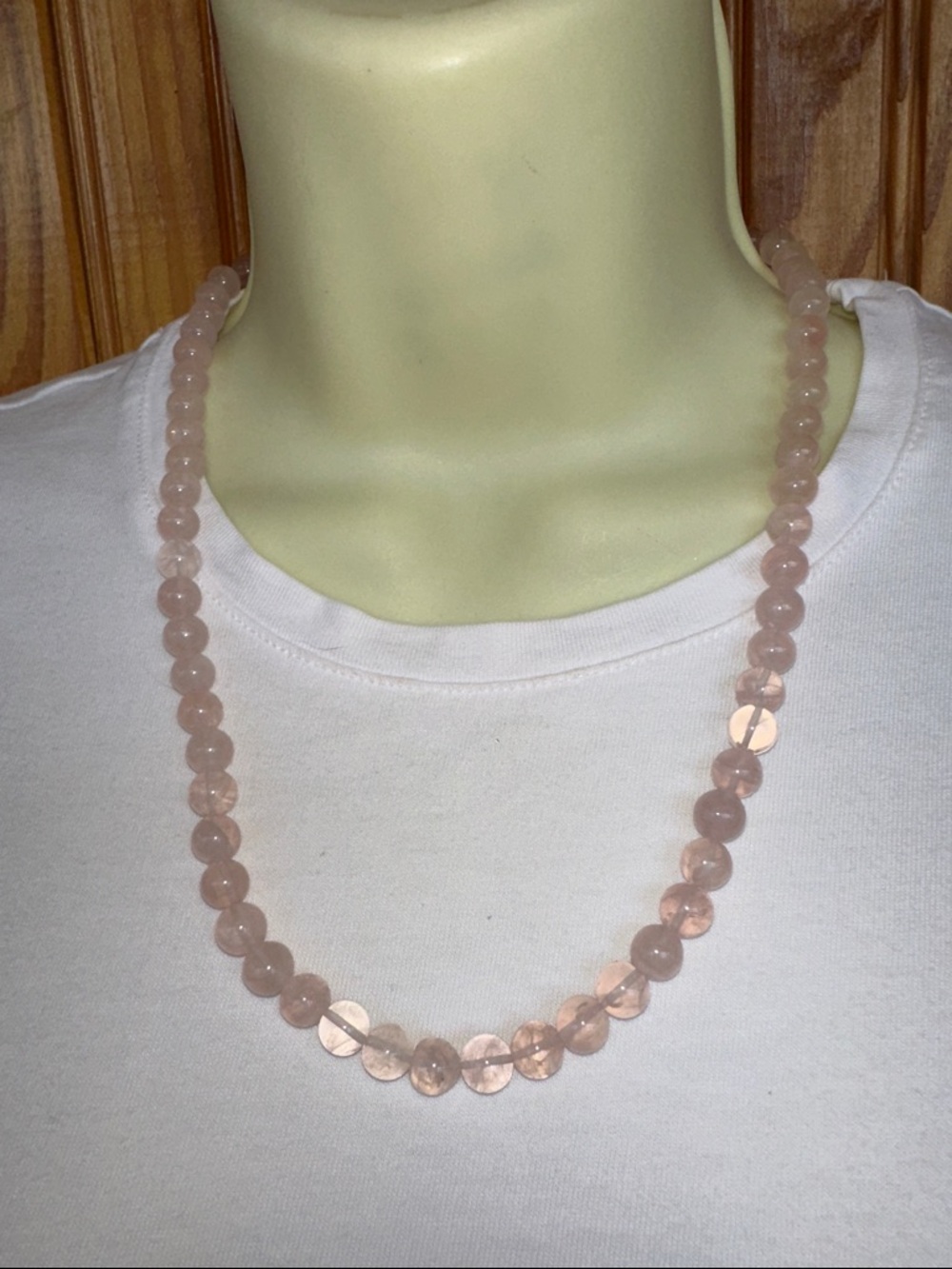 Vintage Rose Quartz‎ Beaded Necklace